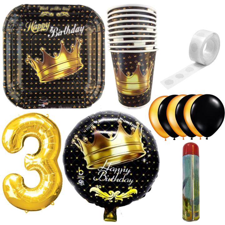 مجموعه 30 عددی تم تولد مستر تم طرح تاج کینگ کد 3